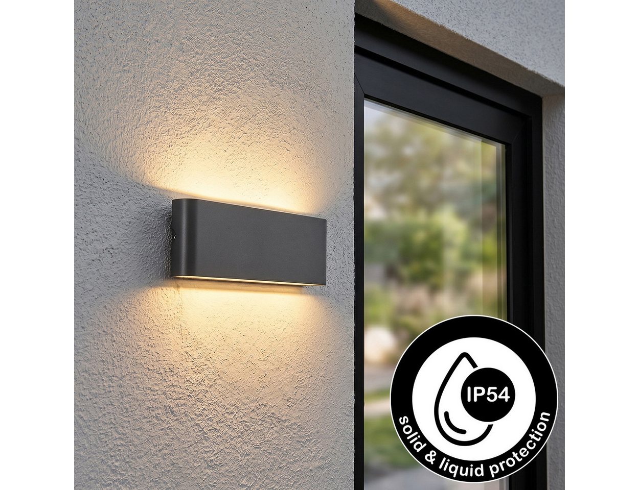 hofstein Außen-Wandleuchte Außenwandlampe aus Metall/Kunststoff in Anthrazit/Weiß, LED wechselbar, 3000 Kelvin, Wandleuchte im modernen Design für Garten, Außenfassade, Hof, IP54 Bild 3