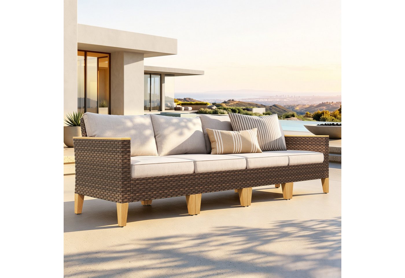 PHI VILLA Gartenlounge-Set, (Rattan Lounge Möbel Outdoor Gartenlounge Set, Gartenmöbel Set Balkonmöbel), für Terrasse Outdoor Balkon Lounge Bild 4