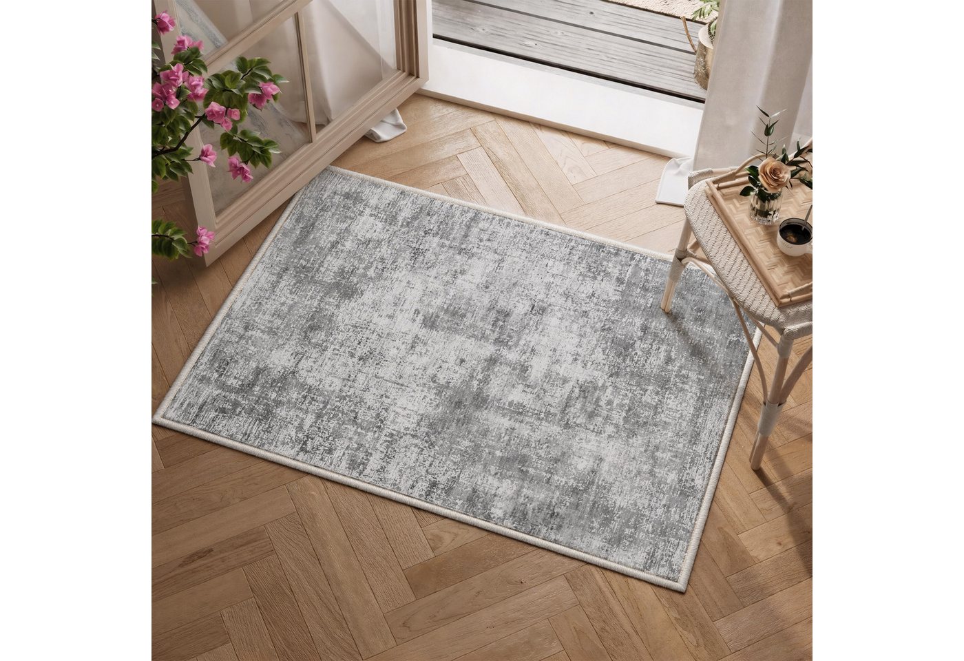 Klyvvo Teppich Boho Abstrakt Teppich, Kurzflor weich, rutschfest & waschbar, Rechteckig, Höhe: 8.5 mm, 60x90 cm – Kleine Fußmatte für Eingangsbereich, Küche, Badezimmer Bild 3