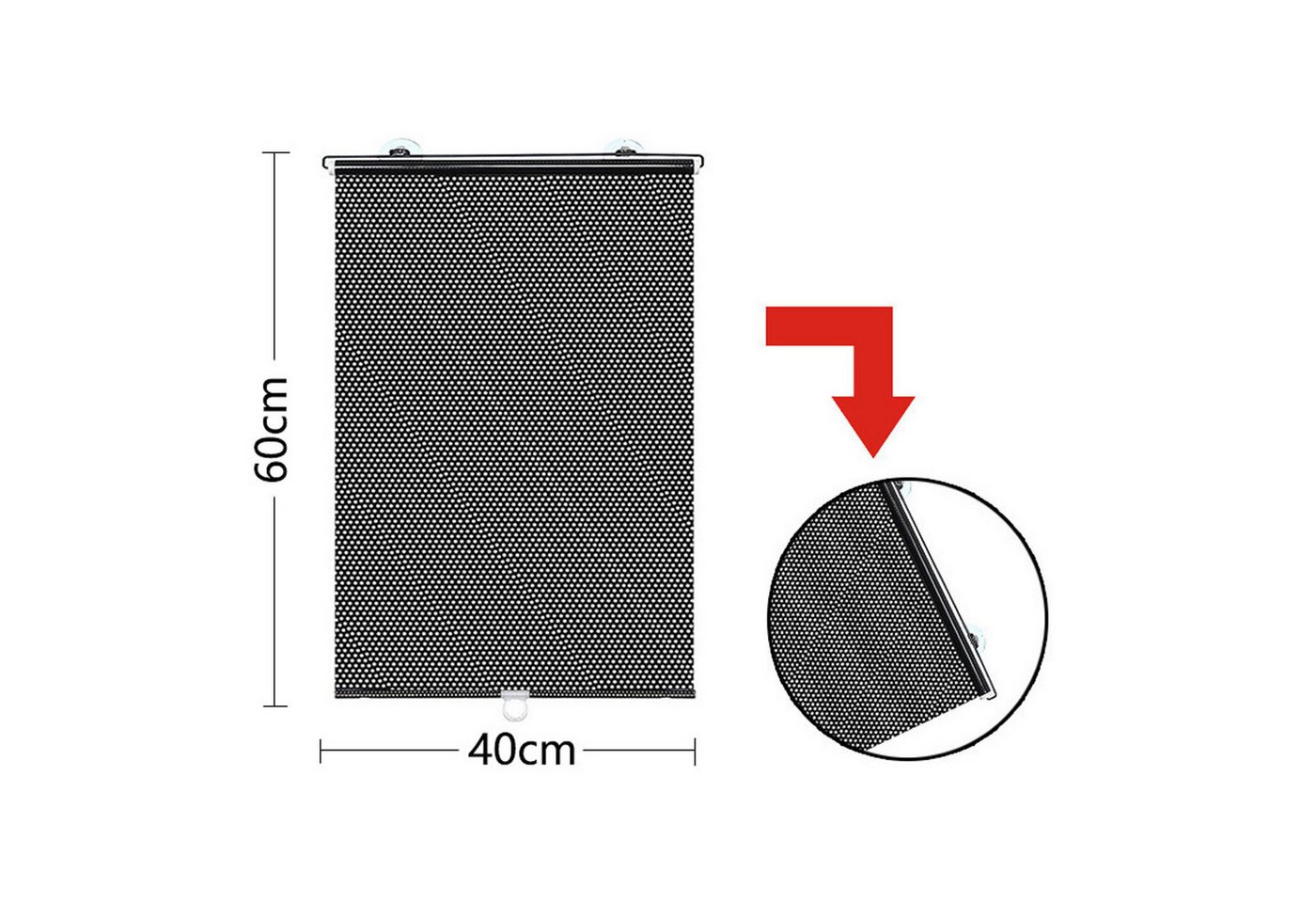Verdunklungsrollo Sonnenschutz Rollo Saugnapf Ohne Bohren Verdunklung Schwarz, FELIXLEO Bild 3