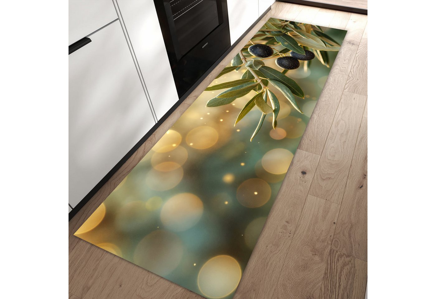 Primedeco Teppich Küchenteppich Olivenzweig PVC rutschfest abwaschbar Läufer, Rechteckig, Höhe: 3 mm, Pflegeleicht & Wasserabweisend Bild 3