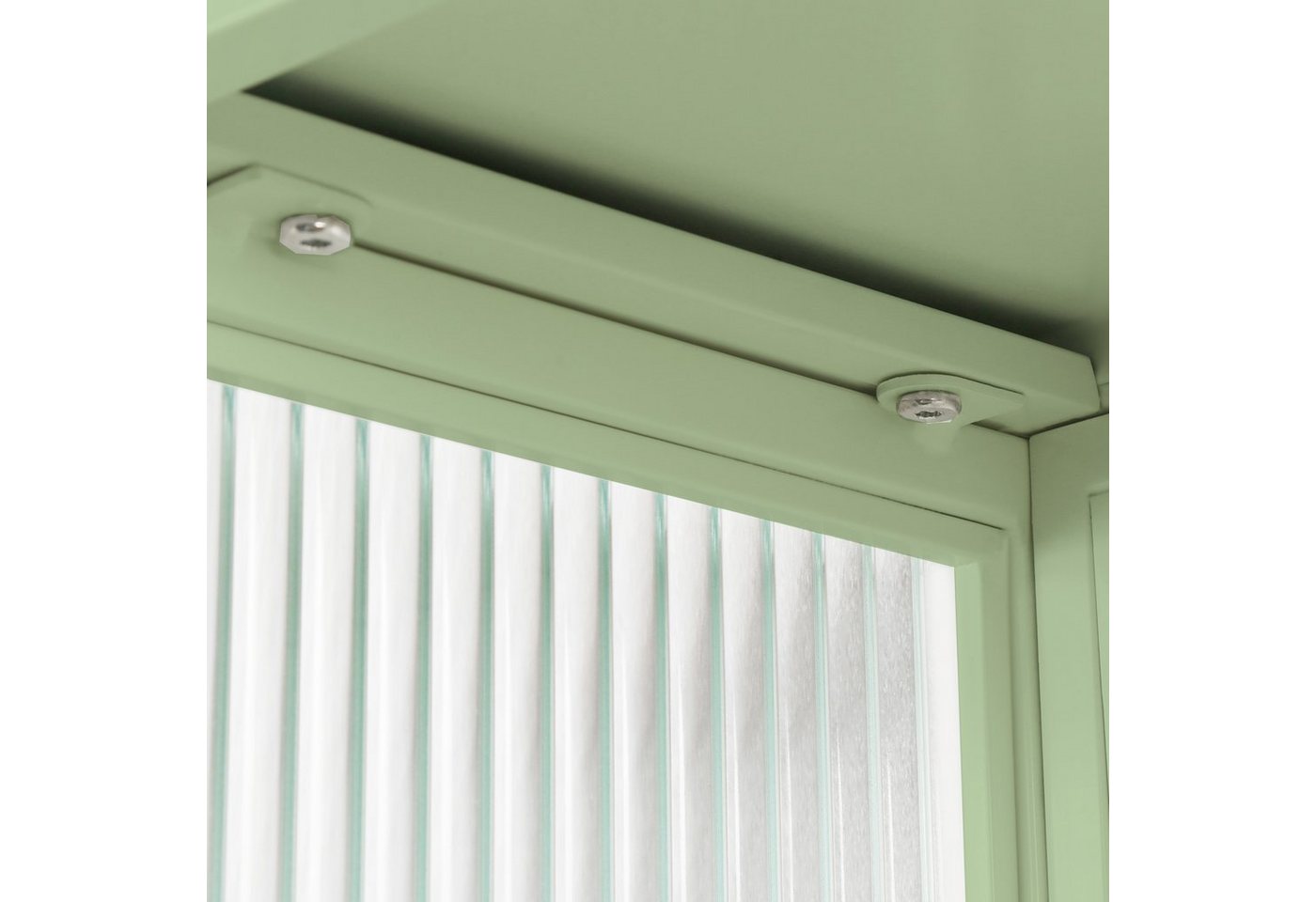 Celya Wandhängeschrank 60 cm Glas-Türen Moderner zweitüriger Wandschrank, für Flur, Wohnzimmer, Badezimmer, Esszimmer, mit zwei geschlossenen Ablagefächern, Grün Bild 4