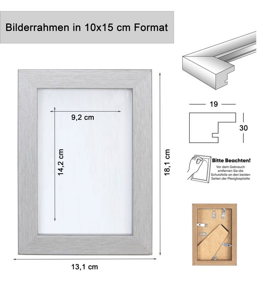 IDEAL TREND Bilderrahmen 2er 3er 5er Set Holz Bilderrahmen Lifestyle Plexi Foto Rahmen Collage, für 5 Bilder (5 St), Holz Bilderrahmen mit Papiereinleger und Kunststoffglas Bild 3