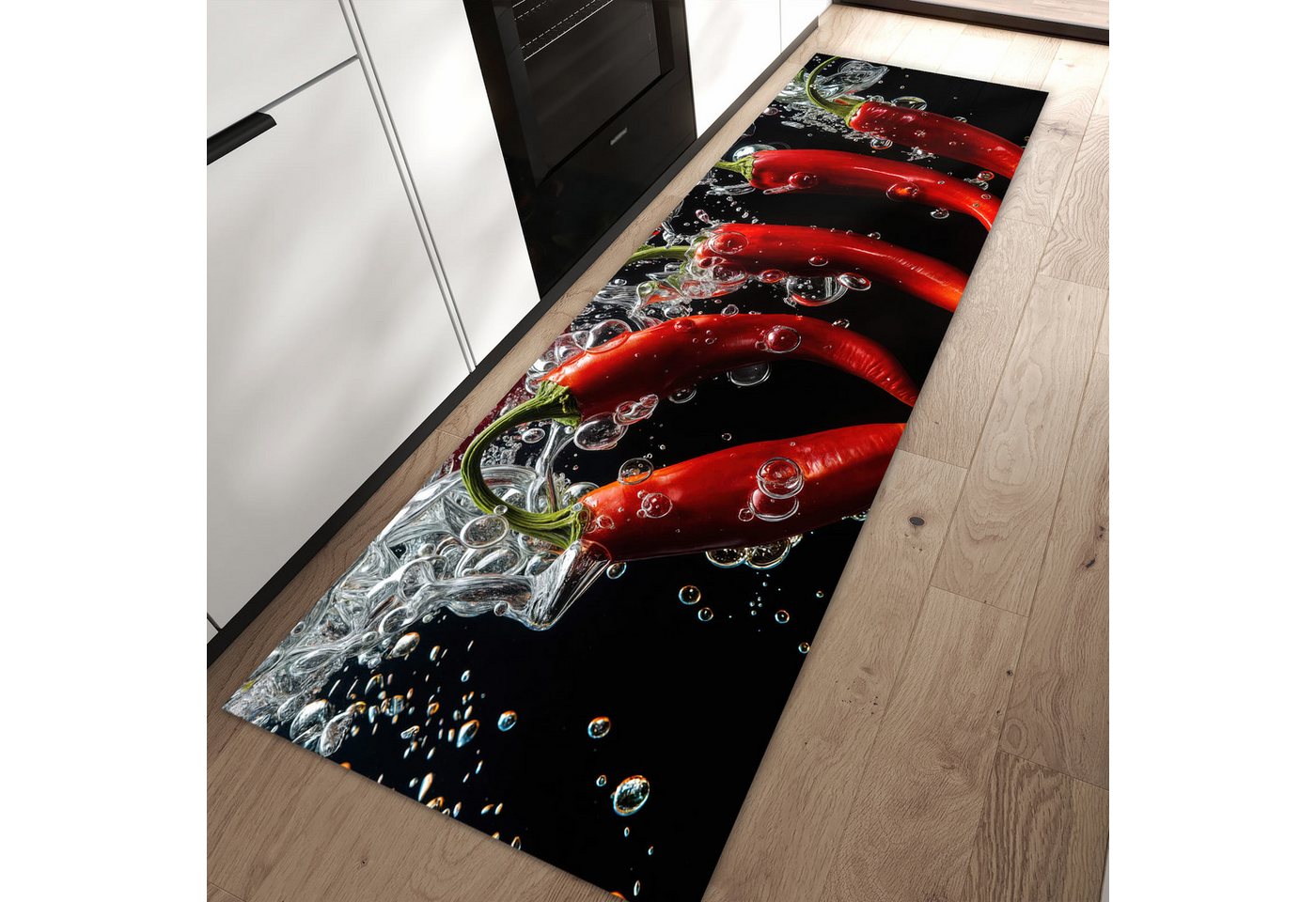 Primedeco Teppich Küchenteppich Chili unter Wasser PVC rutschfest abwaschbar Läufer, Rechteckig, Höhe: 3 mm, Pflegeleicht & Wasserabweisend