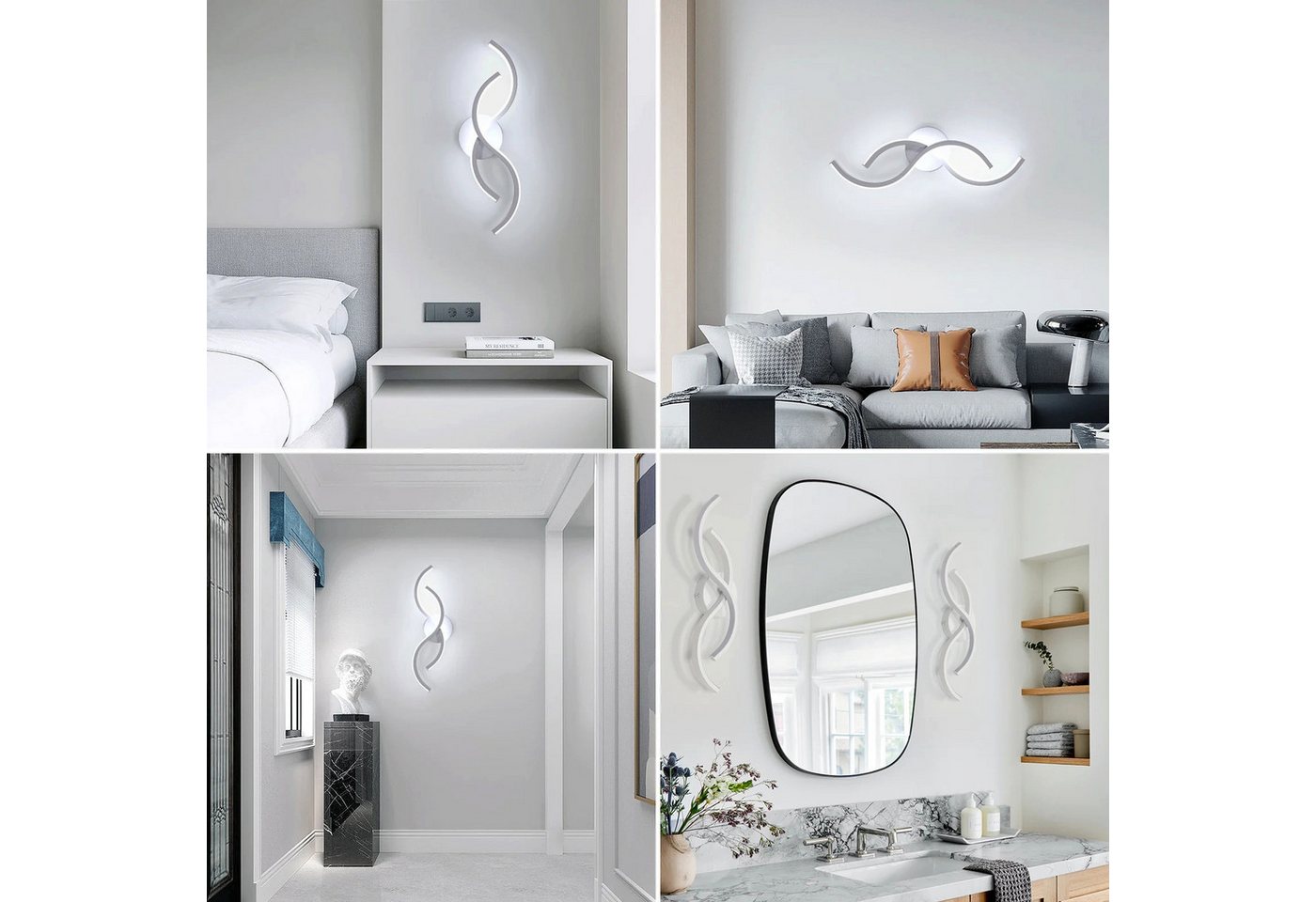 Riserva Wandleuchte Moderne Wandleuchte 13W, 6500K Kaltweiß, Für Flur & Treppenhaus, LED wechselbar