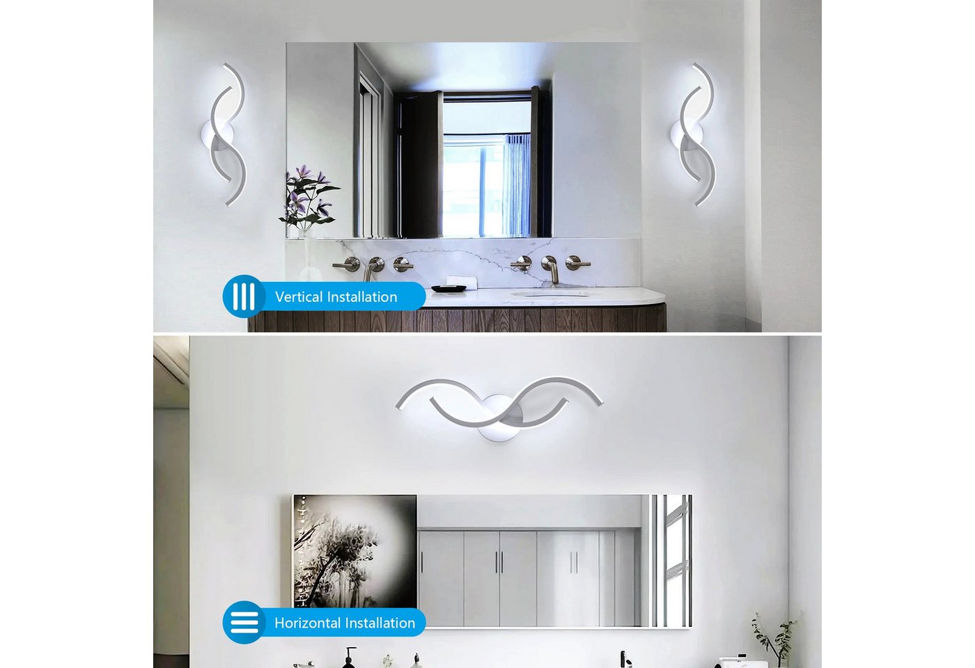 Riserva Wandleuchte Moderne Wandleuchte 13W, 6500K Kaltweiß, Für Flur & Treppenhaus, LED wechselbar Bild 3
