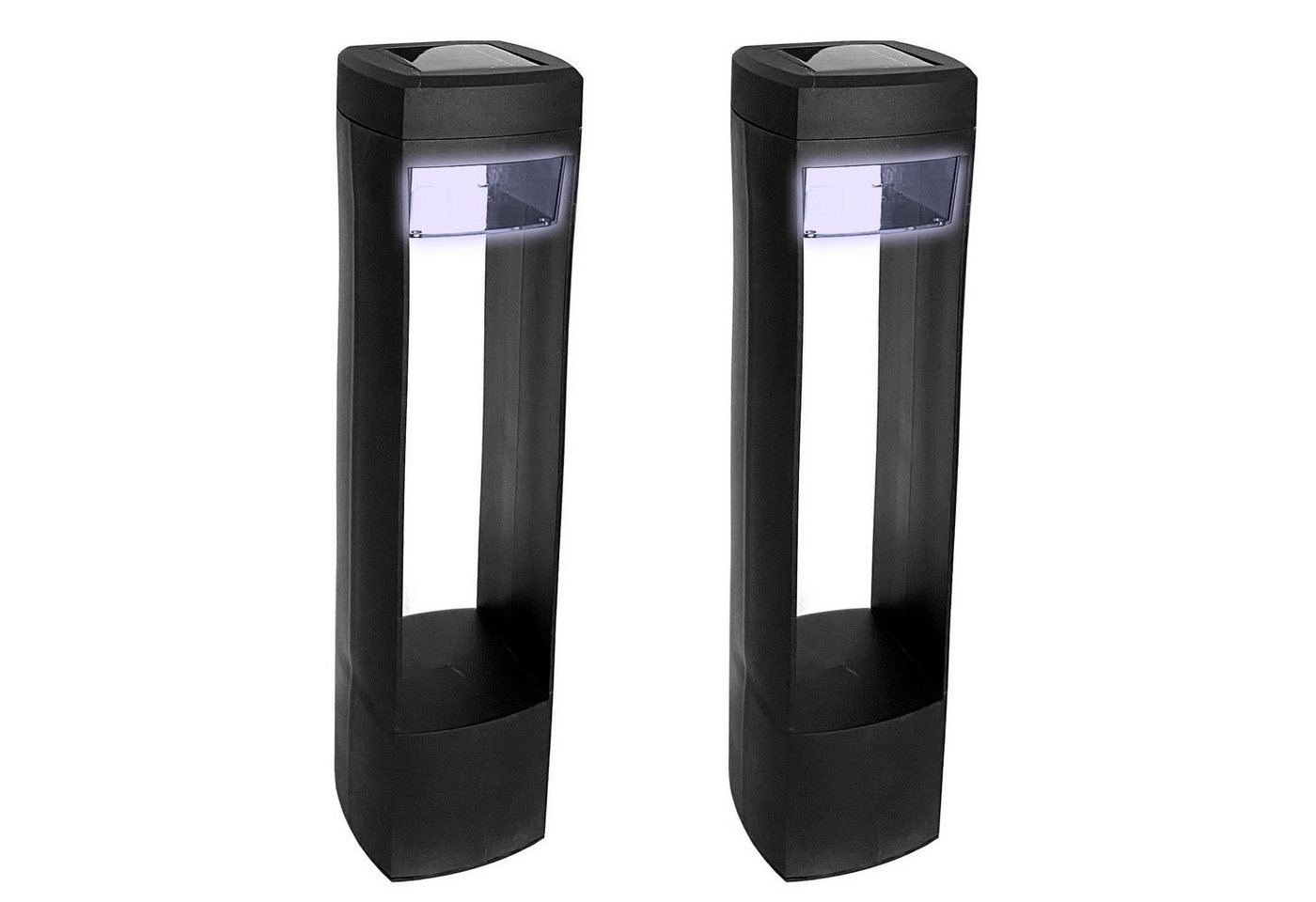 HAC24 LED Solarleuchte 2er Set Solar Lampe Schwarz Gartenleuchte Wegleuchte Gartenbeleuchtung, LED fest integriert, Kaltweiß, Höhe 46cm Bild 3