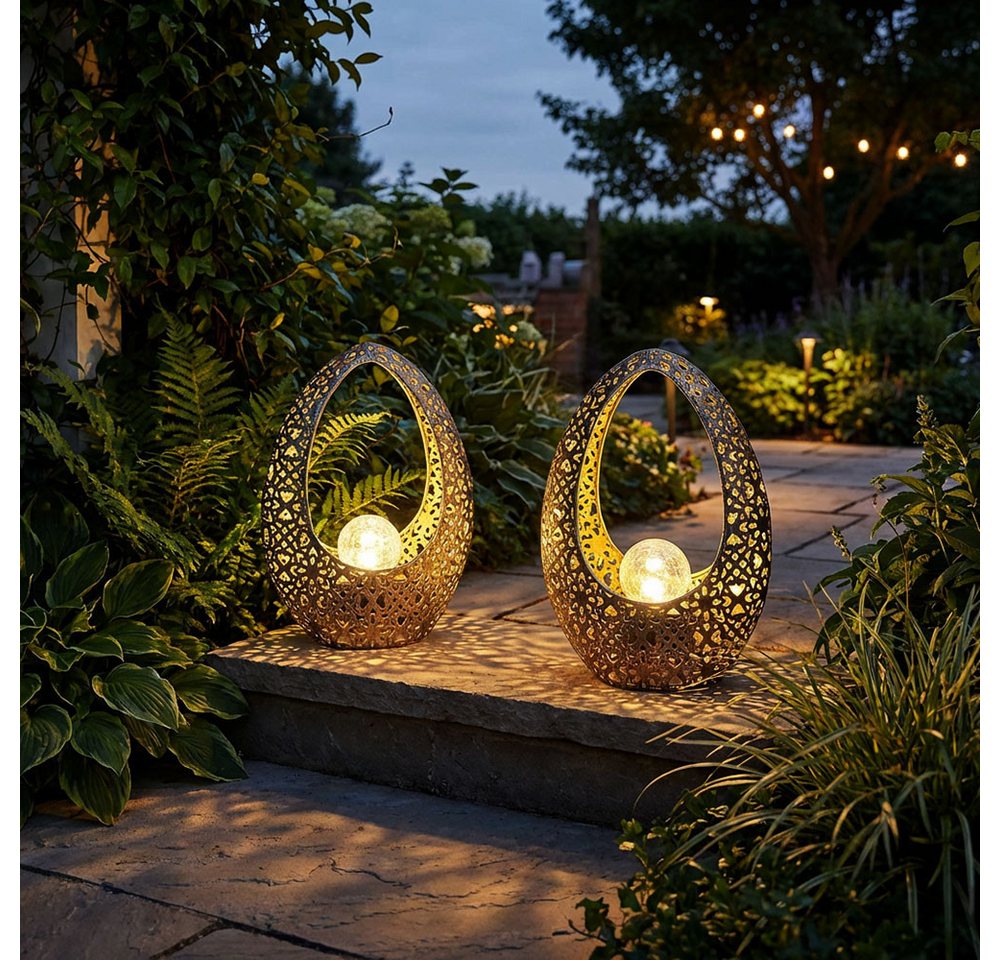 GLOBO LIGHTING LED Solarleuchte, LED-Leuchtmittel fest verbaut, Warmweiß, Orientalische Solarlampen für Außen Gartendeko Outdoor Balkon Bild 3