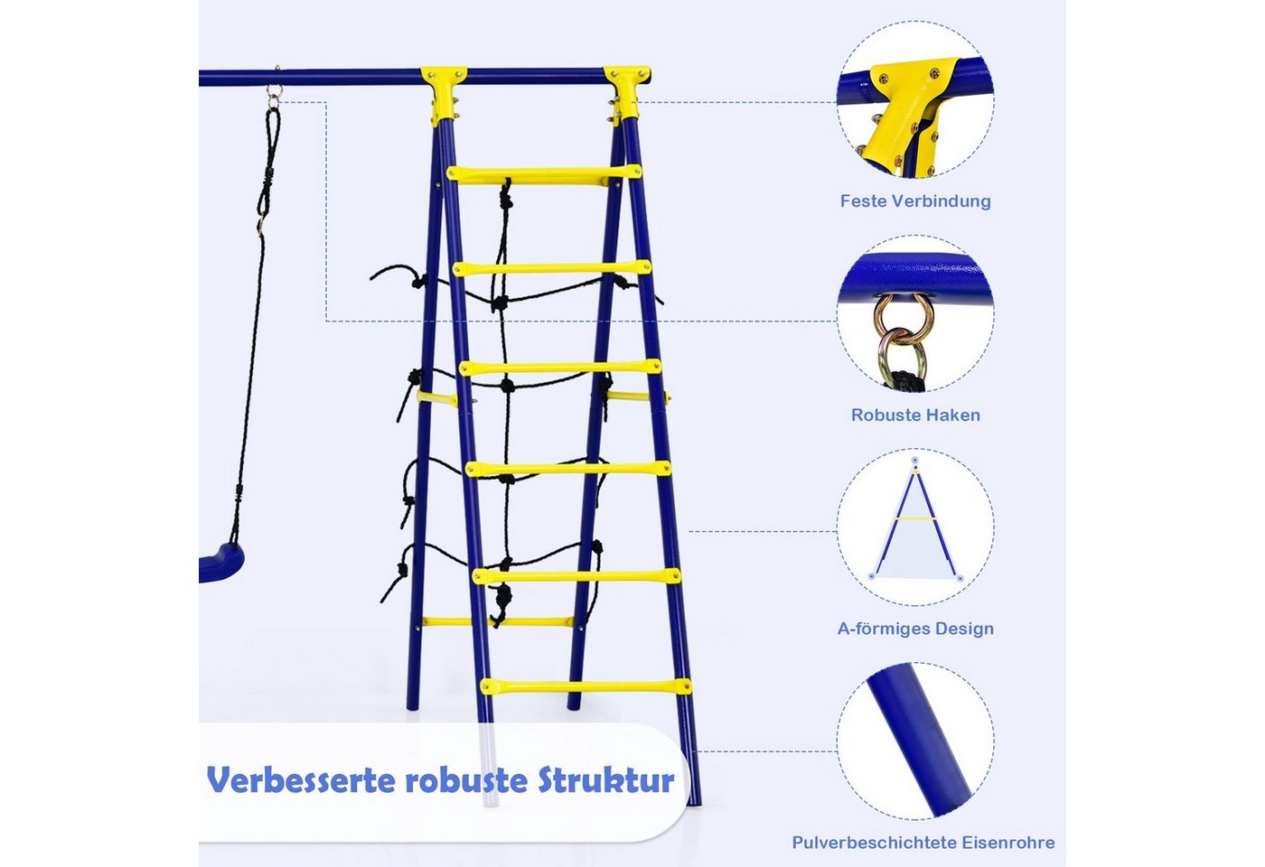 COSTWAY Doppelschaukel Kinderschaukel, Schaukelgestell höhenverstellbar
