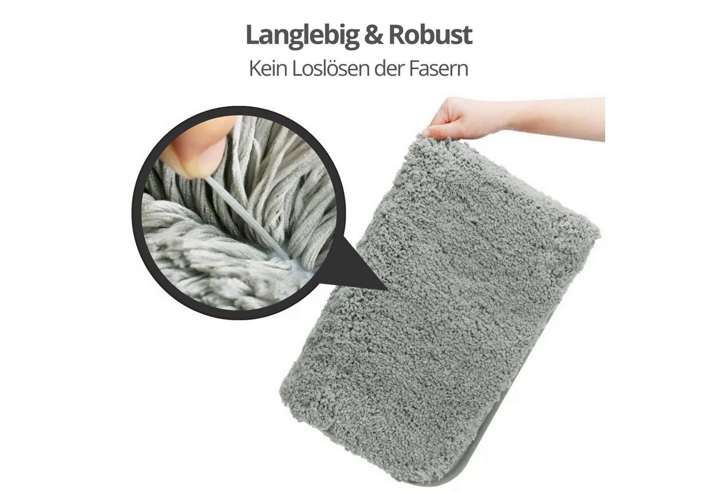 Frentree Badematte Praktisches Doppel-Set: 2 flauschige Badematten (60x40cm), Grau, Microfaser, schlichtes Design, weiches Material Bild 3