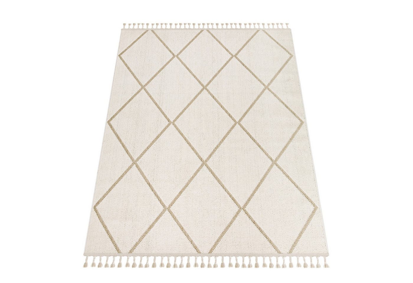 KADIMA DESIGN Teppich Geometrisch Wohnzimmer schmutzabweisend Teppich Kurzflor, Rechteckig, Höhe: 11 mm, Florhöhe: 7 mm, 100% Polypropylen, Rechteckig, 120x160cm, Beige Bild 2