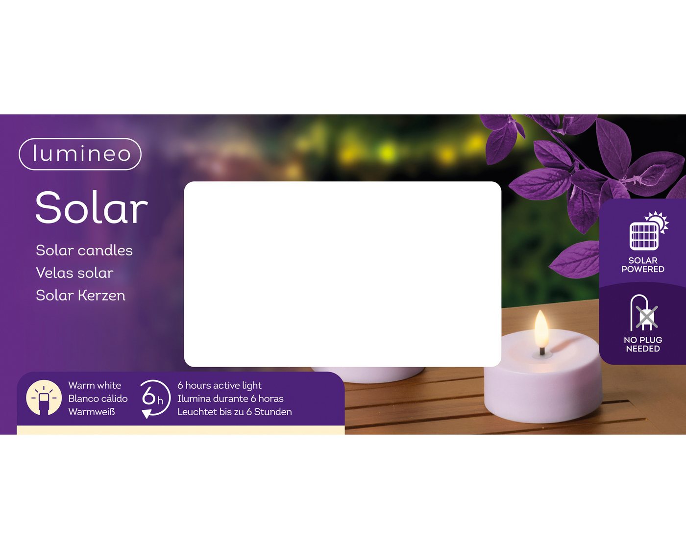 Lumineo LED-Teelichter, Dauerlicht, warmweiß, Solar LED Teelicht 7x3cm Outdoor Kunststoff 2 Stk. Helllila / Warmweiß Bild 3