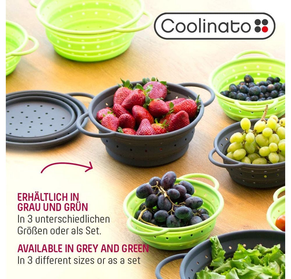 Coolinato Küchensieb 24 cm grau, Silikon