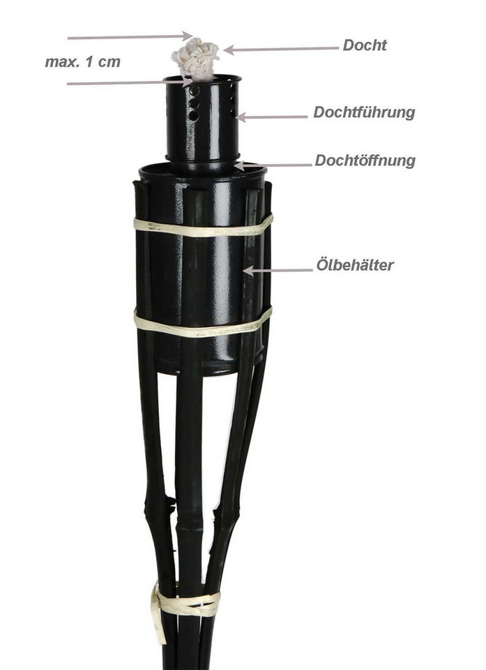 Bubble-Store Gartenfackel Bambus Gartenfackel 3er Set, mit Ölbehälter und Docht, Gartenfackel für Draußen