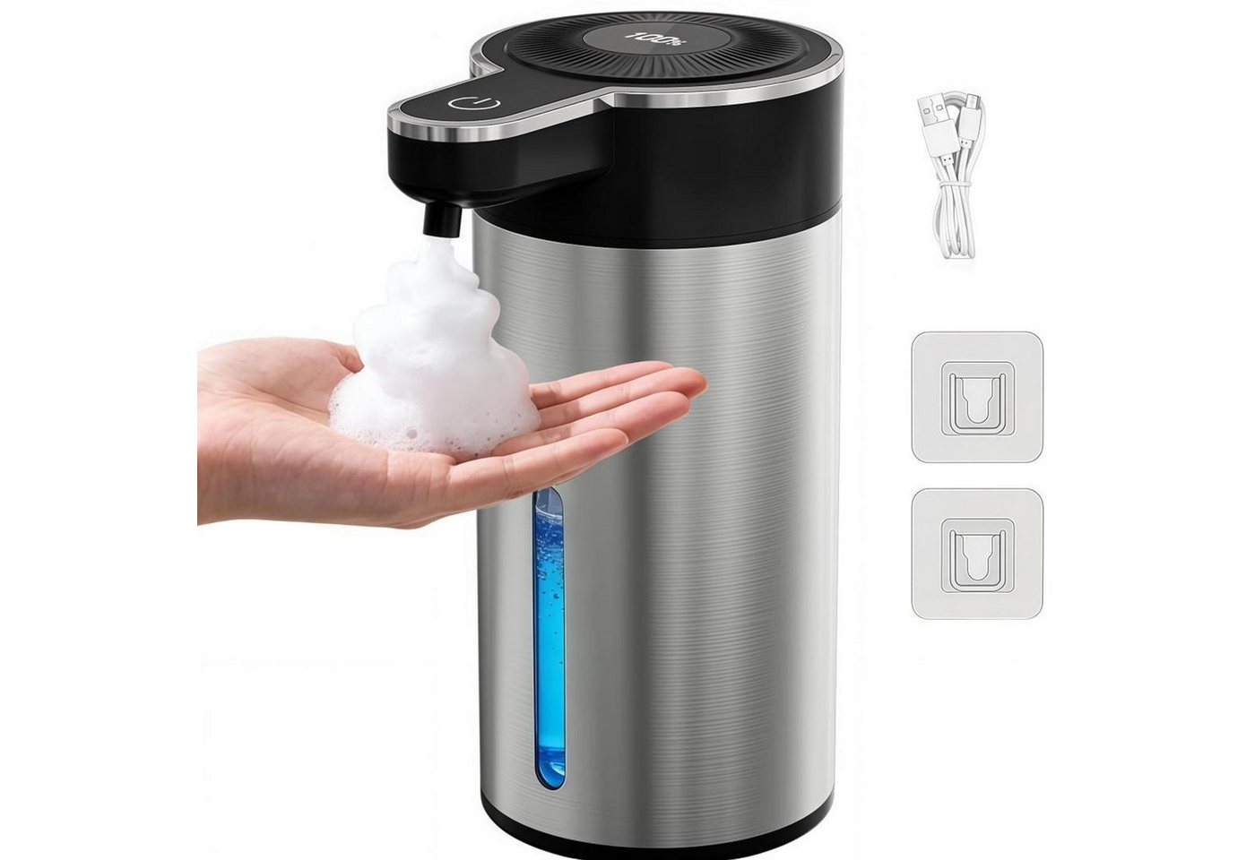 FELIXLEO Seifenspender Seifenspender Automatischer Sensor 4 Stufen 400ml LCD Edelstahl Bild 3