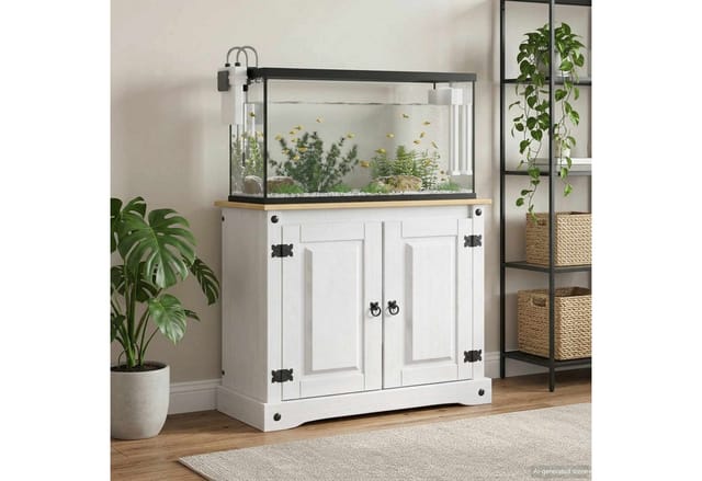 vidaXL Aquariumunterschrank Aquariumständer CORONA Weiß und Braun 81,5 x 37 x 73 cm 250 kg (1-St)