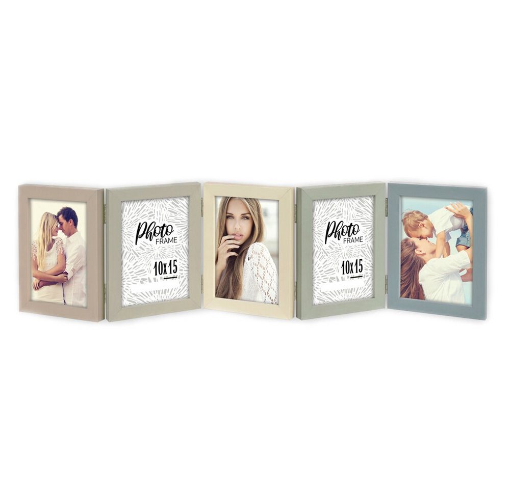 matches21 HOME & HOBBY Bilderrahmen Klapprahmen Holz Bilderrahmen rechteckig mehrfarbig für 10x15 cm, Wand-Deko Fotorahmen im Hochformat zum Stellen