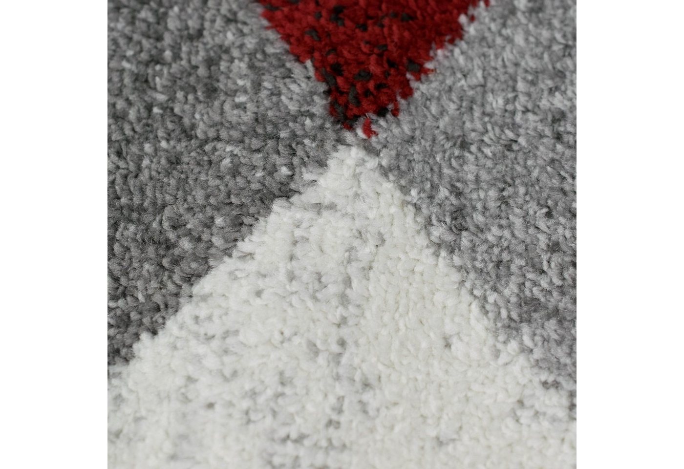 TeppichHome24 Teppich Moderner Teppich mit geometrischen Muster grau rot, rechteckig Bild 5