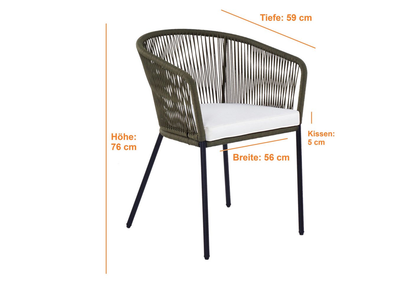 ESTEXO Gartenstuhl Lounge Stuhl 2er Set Gartensessel Rope Loungesessel Outdoor Oliv Bild 3