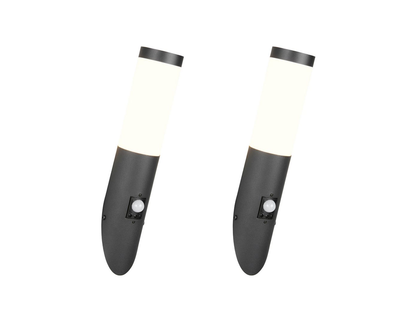 TRIO Leuchten LED Außen-Wandleuchte 2er Set aus Edelstahl Schwarz, Höhe 39cm, mit Bewegungsmelder, LED wechselbar, warmweiß Bild 4