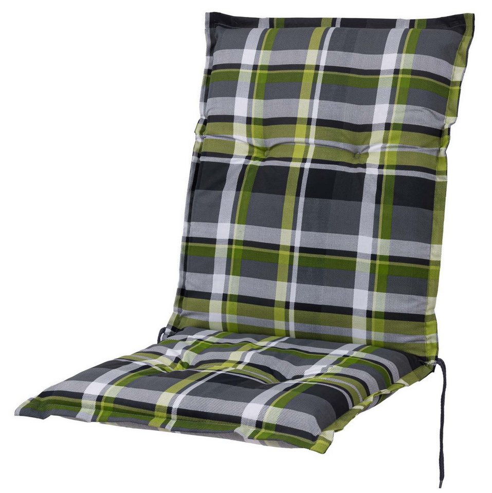 Sun Garden Polsterauflage Niederlehner Prato 10460-210 grün-grau-weiß kariert 104x54x6 cm SG, (1 St), Halteband verstellbar mit Bindebändern