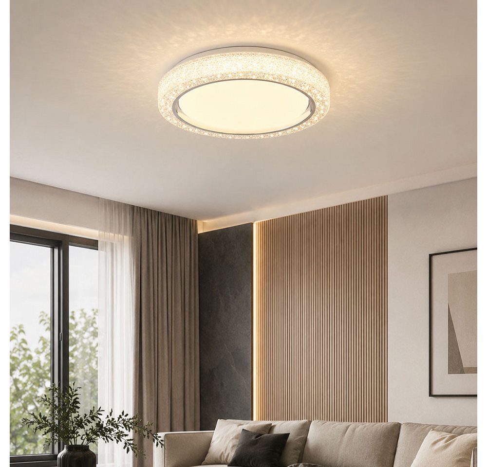 GLOBO LIGHTING LED Deckenleuchte, LED-Leuchtmittel fest verbaut, Farbwechsel, Neutralweiß, Kaltweiß, Warmweiß, Tageslichtweiß, LED Deckenleuchte Deckenlampe Wohnzimmerleuchte opal Kristalle CCT Bild 4