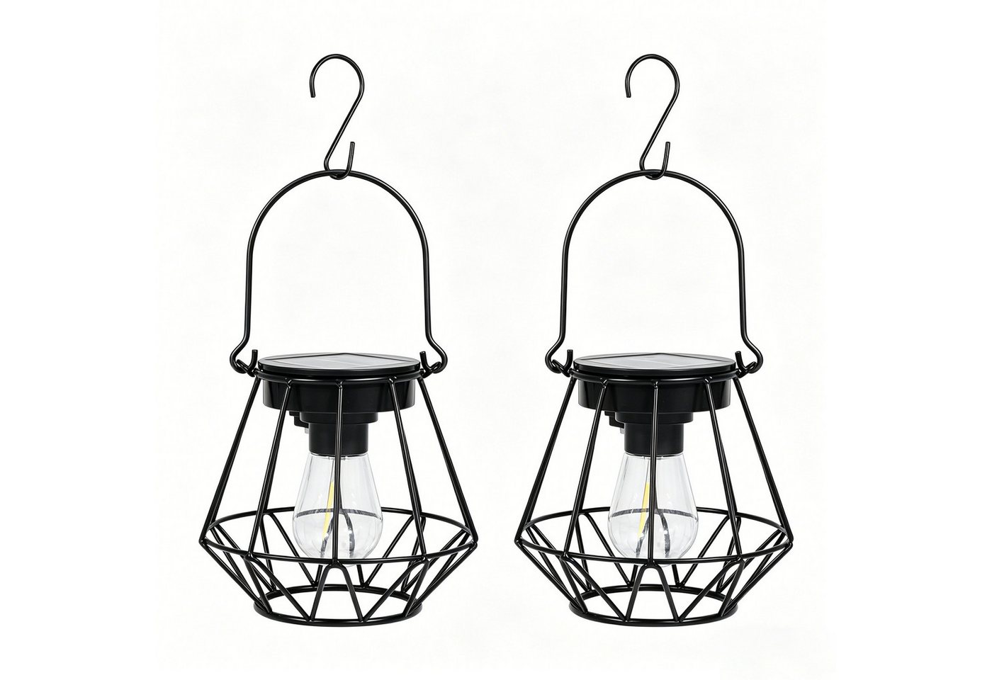 Kimjo LED Solarleuchte Hängende IP65 Solar-Außenlaternen für Balkon Terrasse, LED Glühbirne, Warmweiß, Solarbetrieben, IP65 wetterfest, hängend & stehend nutzbar Bild 3