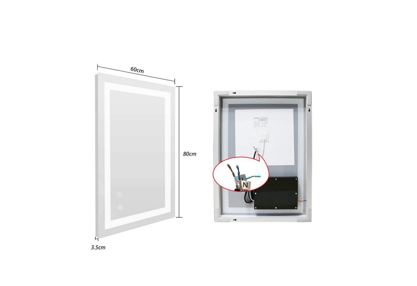 SaniteModar Badspiegel LED Badezimmerspiege, Ultrahell, beschlagfrei, dimmbar (1-St), IP44 wasserdicht, vertikal & horizontal montierbar, 70x90cm Bild 2