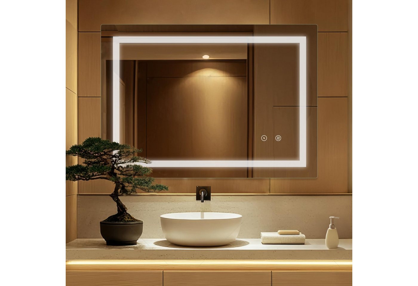 SaniteModar Badspiegel LED Badezimmerspiege, Ultrahell, beschlagfrei, dimmbar (1-St), IP44 wasserdicht, vertikal & horizontal montierbar, 70x90cm Bild 4