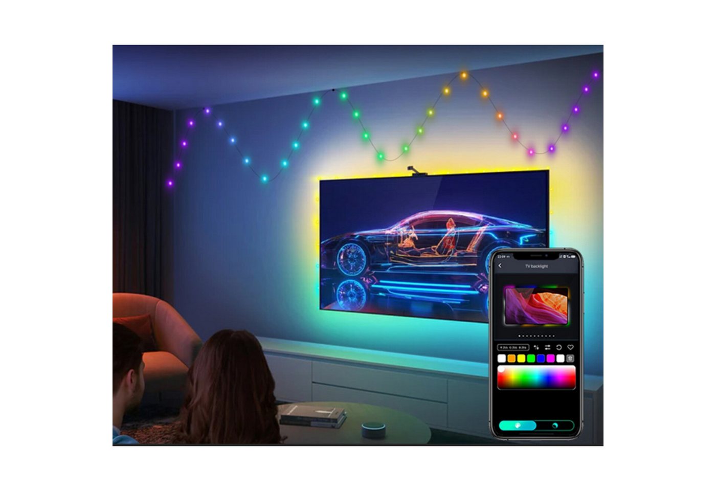 Rabalux LED-Lichterkette, LED-RGB-Lichterkette für den Außenbereich W-Fi