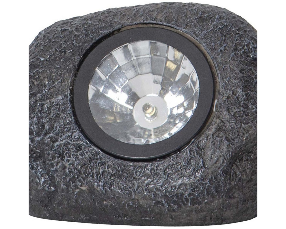 STAR TRADING LED Solarleuchte 3x LED-Solarstein "Rocky", grau, 1x warmweiße LED, warmweiß