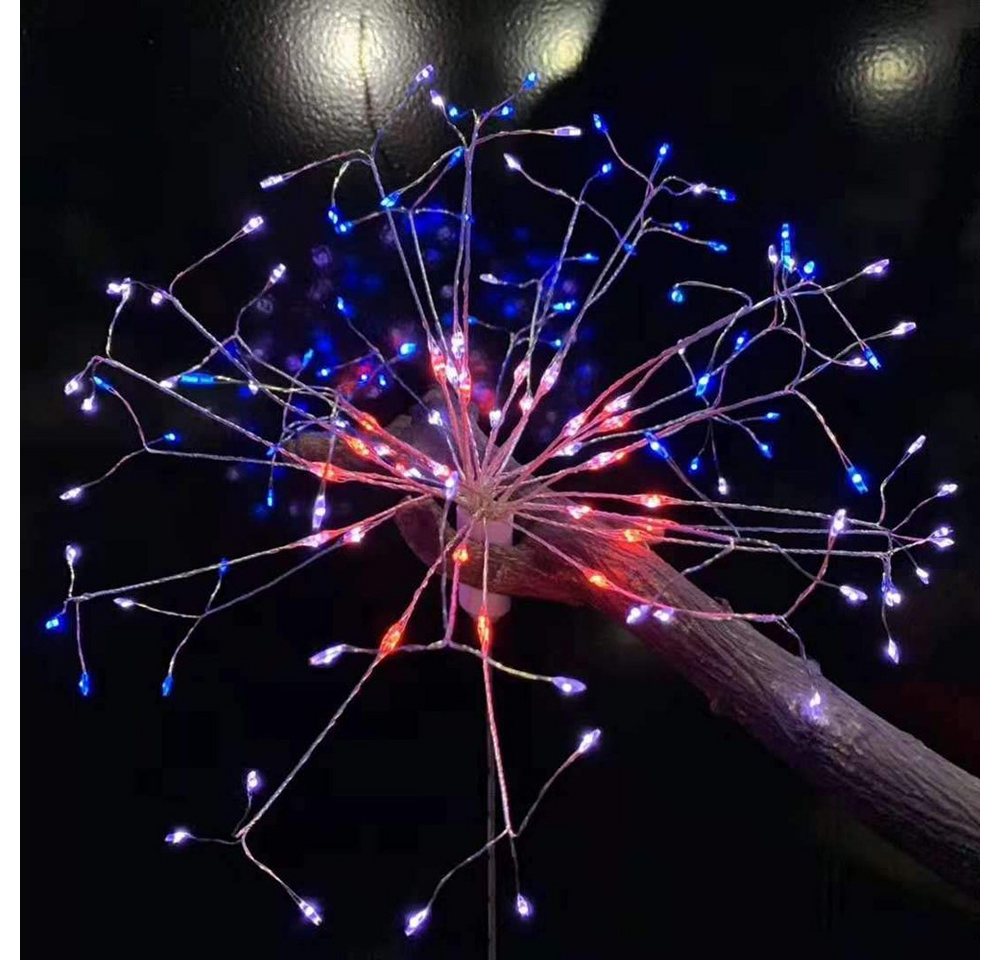 Rosnek LED-Lichterkette Feuerwerk, 198LEDs, Timer, Für Hochzeit Weihnachtsdeko, Fernbedienung, Kupferdraht, Batterie Bild 3