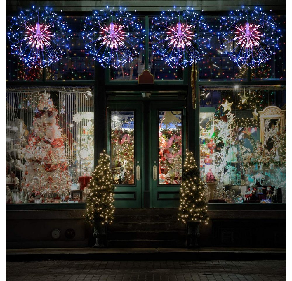 Rosnek LED-Lichterkette Feuerwerk, 198LEDs, Timer, Für Hochzeit Weihnachtsdeko, Fernbedienung, Kupferdraht, Batterie Bild 5