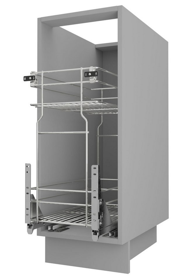 Feldmann-Wohnen Unterschrank Kvantum (Tür, Korbauszug, Schienensystem, Soft-Close-Funktion, 1-St., Fronten mit dekorativen Fräsungen und leicht abgerundeten Ecken) 30x50x82cm mit Korbauszug lava - dust grey matt (Q-D1D/30/cargo) Bild 2