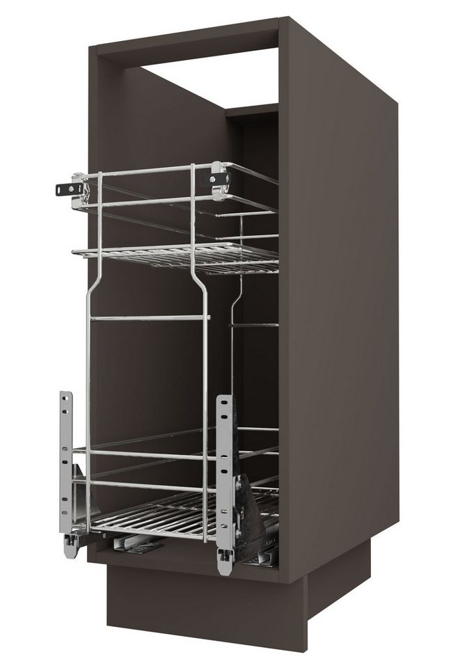 Feldmann-Wohnen Unterschrank Kvantum (Tür, Korbauszug, Schienensystem, Soft-Close-Funktion, 1-St., Fronten mit dekorativen Fräsungen und leicht abgerundeten Ecken) 30x50x82cm mit Korbauszug lava - dust grey matt (Q-D1D/30/cargo) Bild 4