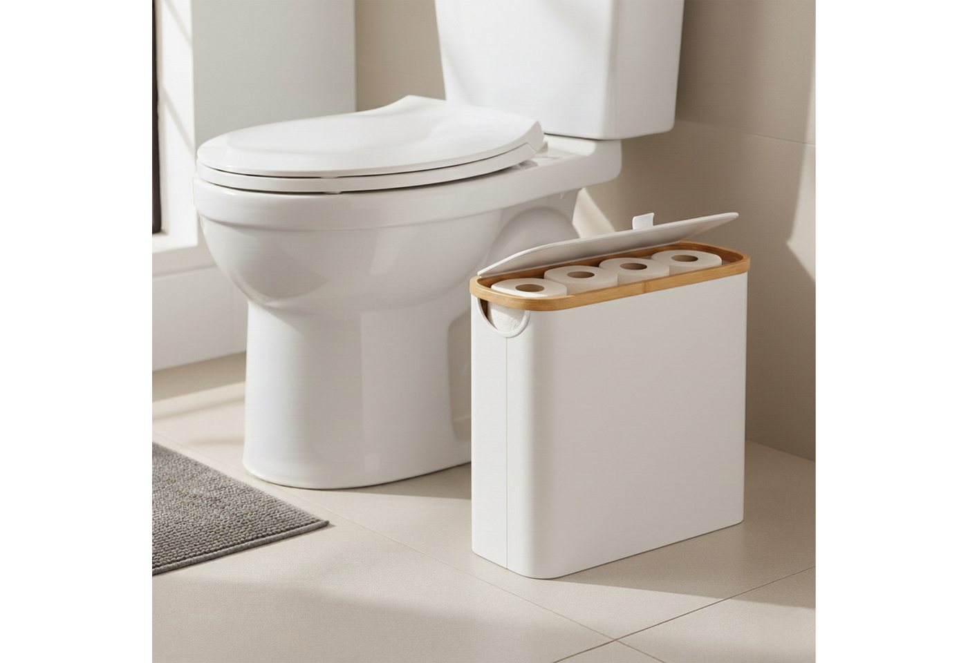 relaxdays Toiletten-Ersatzrollenhalter Toilettenpapier Aufbewahrung 12 Rollen, weiß Bild 2