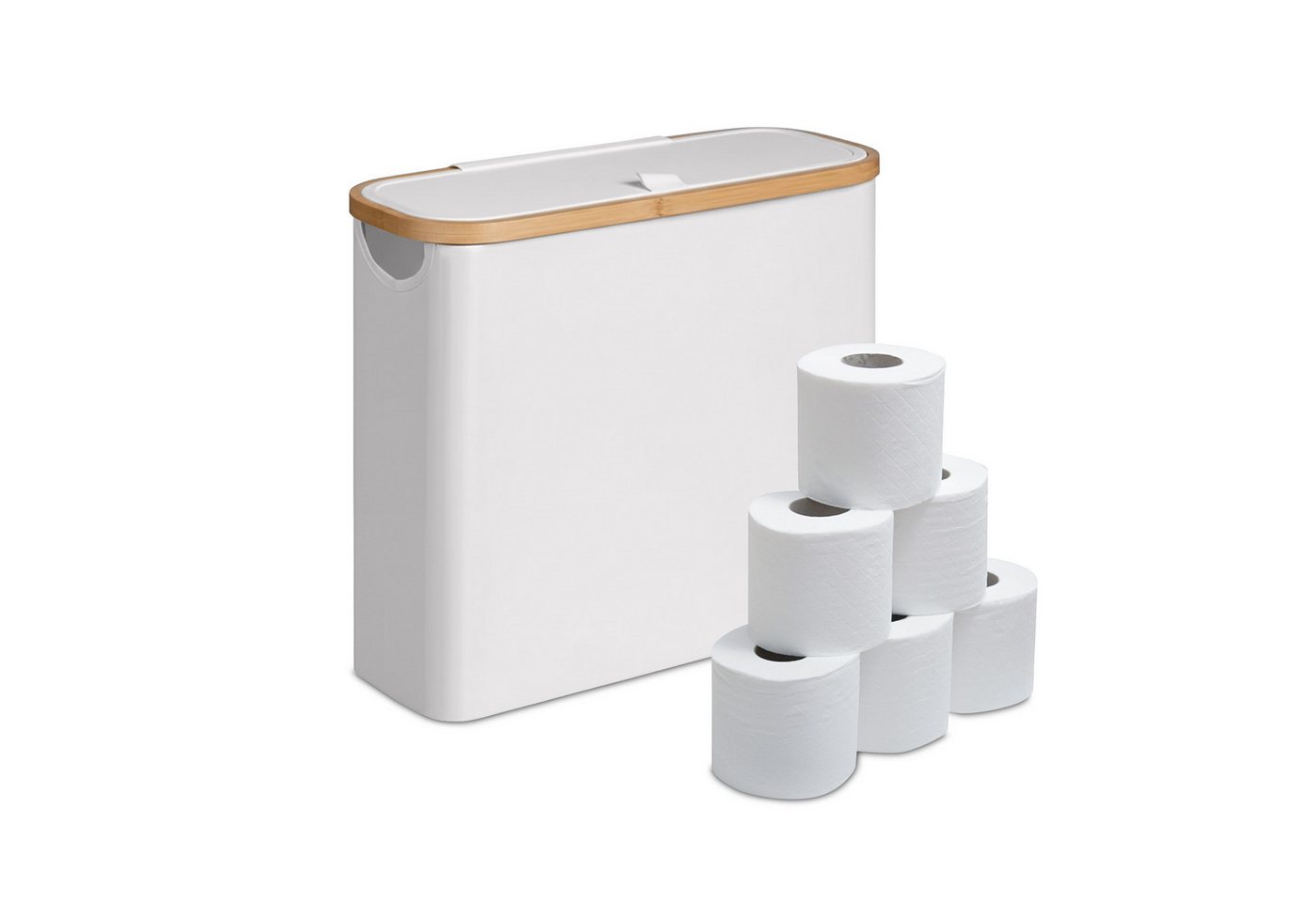 relaxdays Toiletten-Ersatzrollenhalter Toilettenpapier Aufbewahrung 12 Rollen, weiß Bild 4