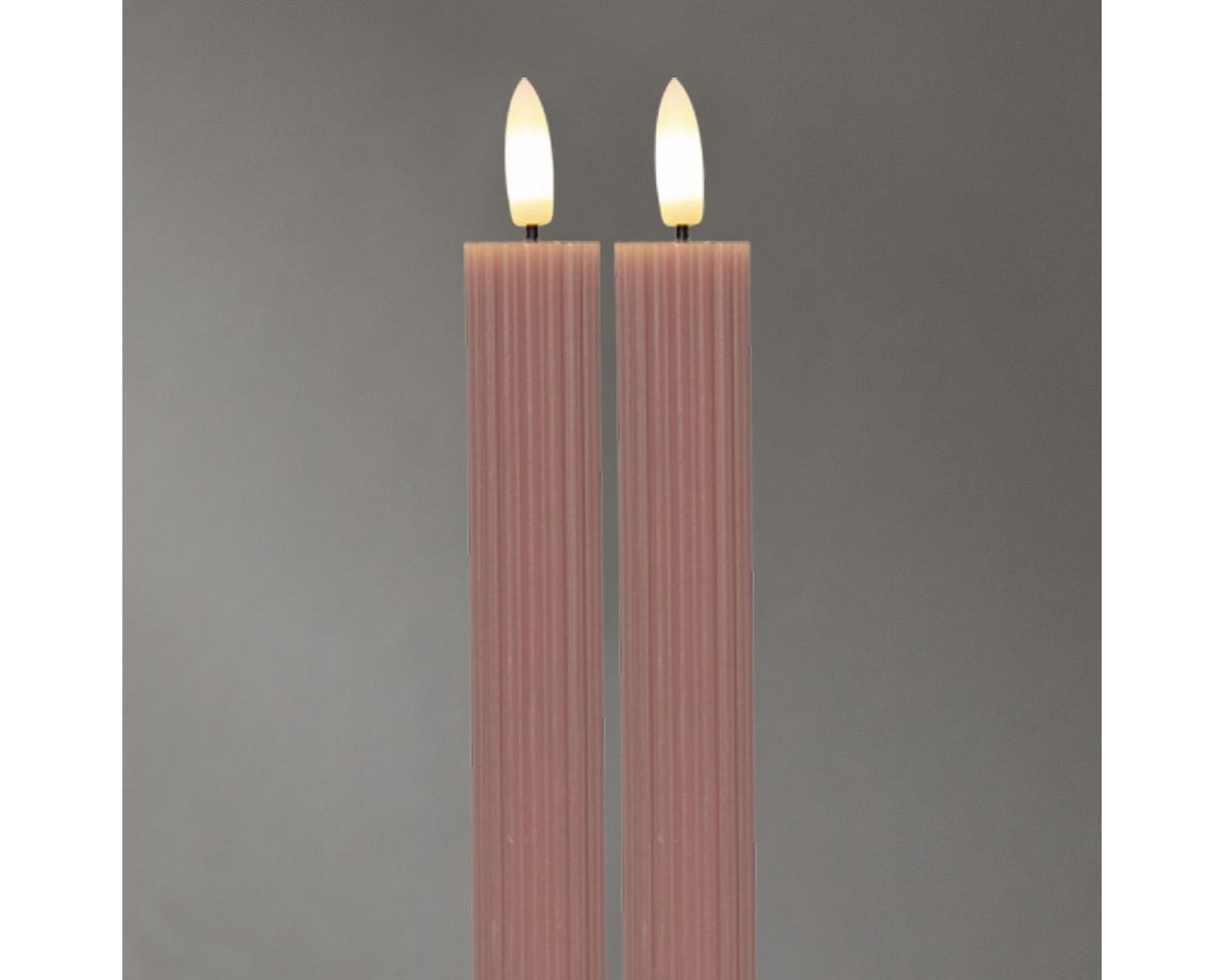 STAR TRADING LED-Kerze LED Stabkerzen STRIPE 2er Set pk 3D Flamme & Timer, warmweiß Bild 2