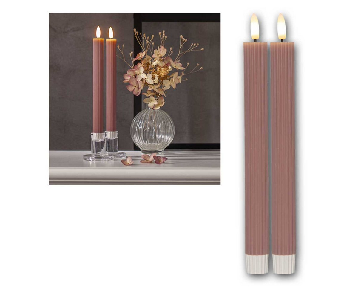 STAR TRADING LED-Kerze LED Stabkerzen STRIPE 2er Set pk 3D Flamme & Timer, warmweiß Bild 4