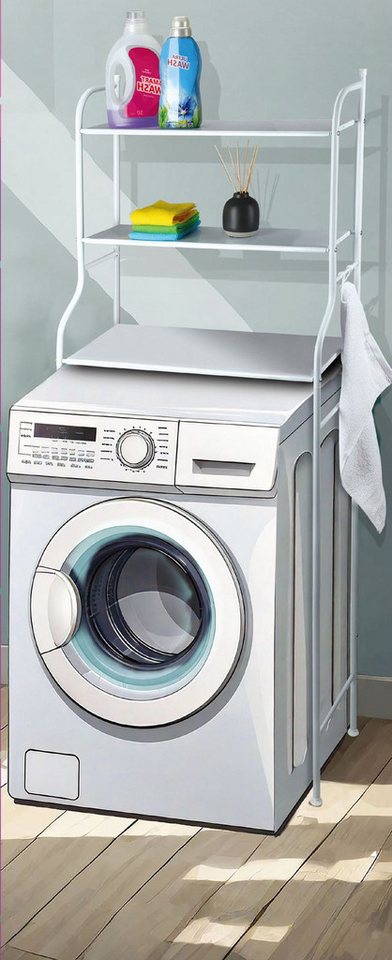 BURI Mehrzweckregal Waschmaschinenregal Badezimmerregal Metallregal Aufsatzregal Weiß