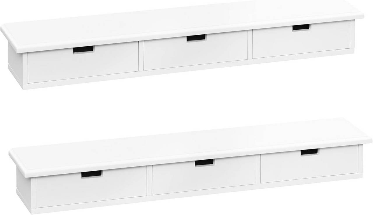 Woltu Wandregal, 2-tlg., mit 3 Schubladen, Schweberegal, Hängeregal, Wandboard Bild 4