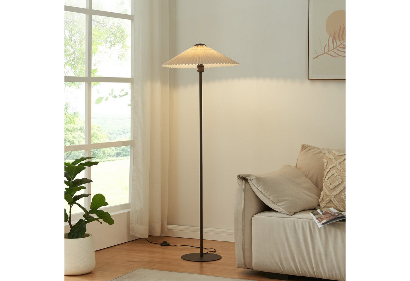 lux.pro Stehlampe, ohne Leuchtmittel, »Appledore« 1-flammig Metall 149 cm Braun / Weiß