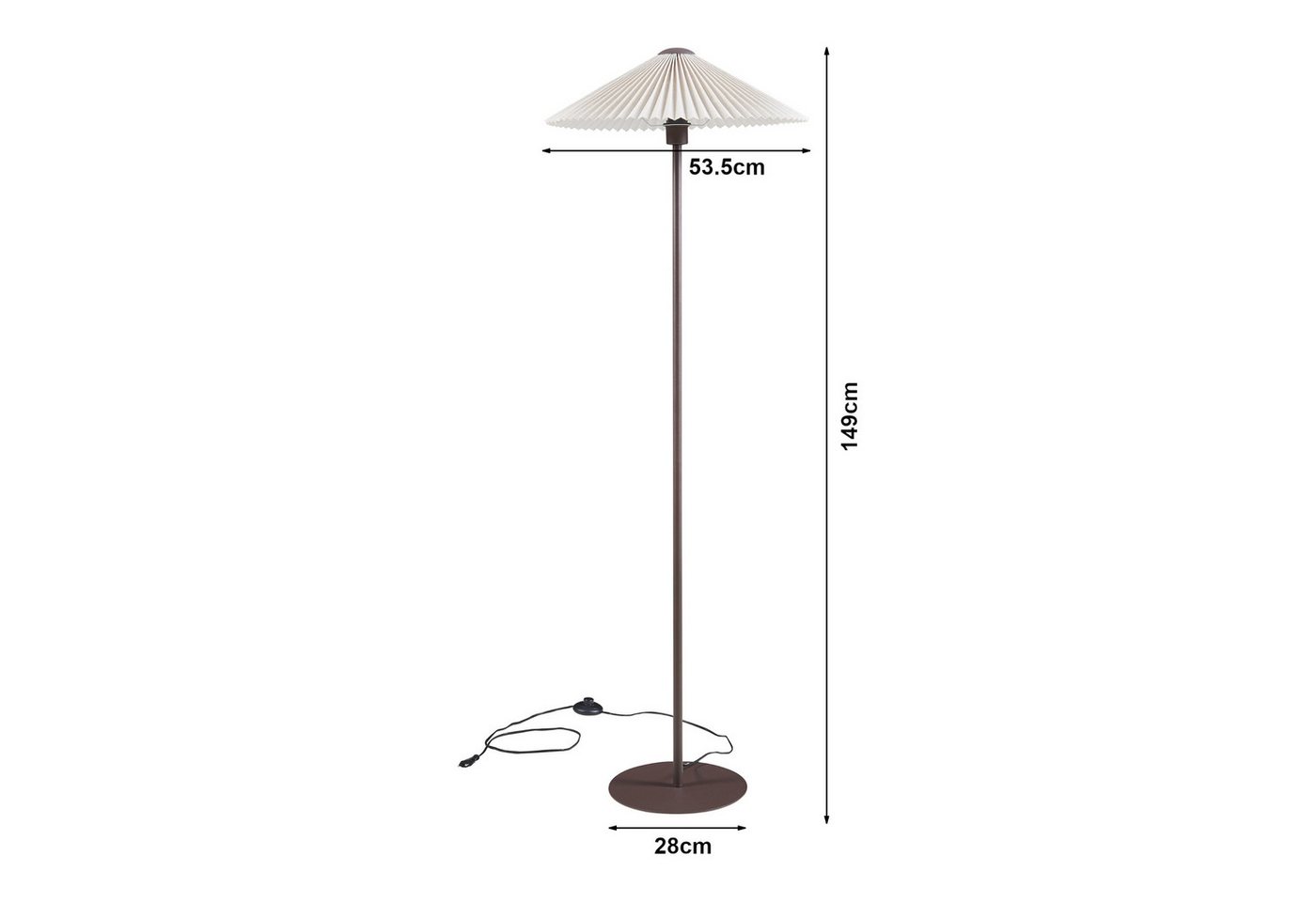 lux.pro Stehlampe, ohne Leuchtmittel, »Appledore« 1-flammig Metall 149 cm Braun / Weiß Bild 3