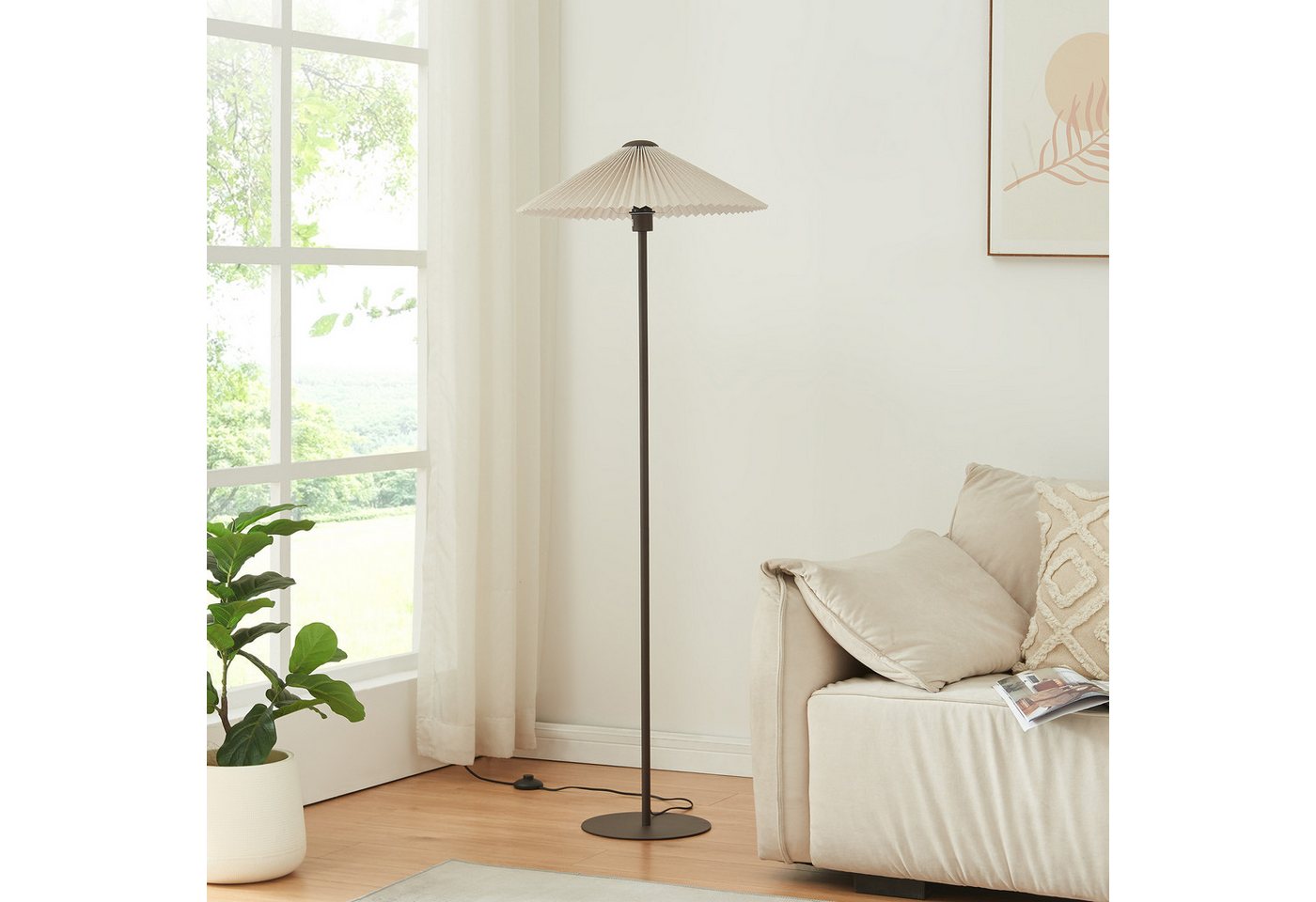 lux.pro Stehlampe, ohne Leuchtmittel, »Appledore« 1-flammig Metall 149 cm Braun / Weiß Bild 4