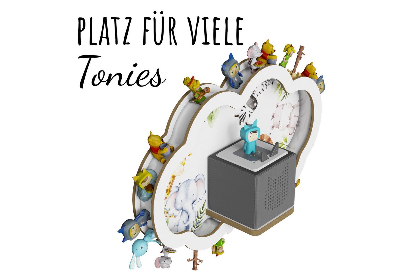 Holzura Kinderregal Tonieregal für Toniebox, Kinderregal Wolke Regal Tonie Figuren Bild 5