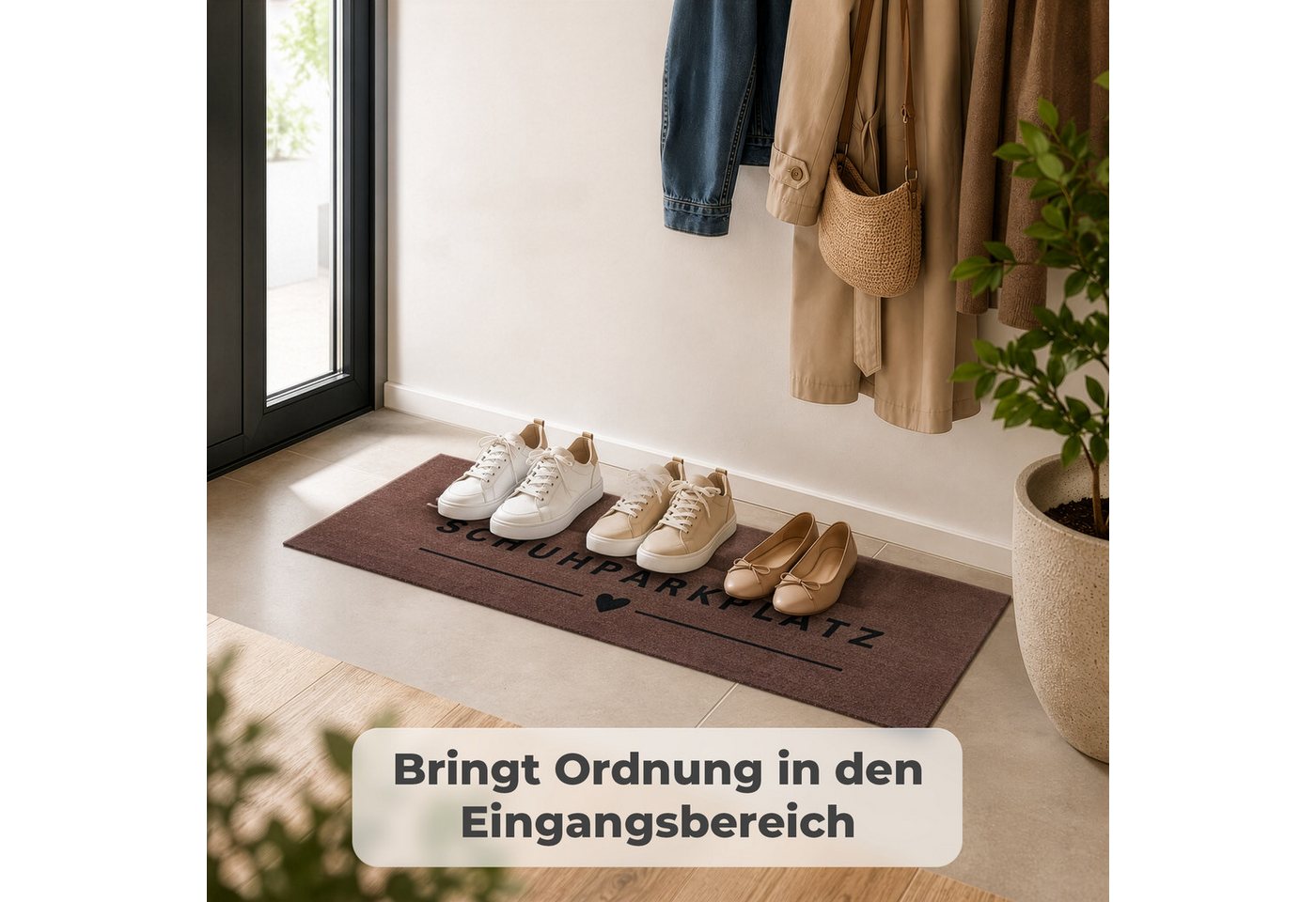 Kubus Fußmatte Domo, Schuhmatte mit Schuhparkplatz, waschbar, TPE-Rücken, Waschbare Schuhmatte mit Schuhparkplatz für bis zu 4 Paar Bild 2