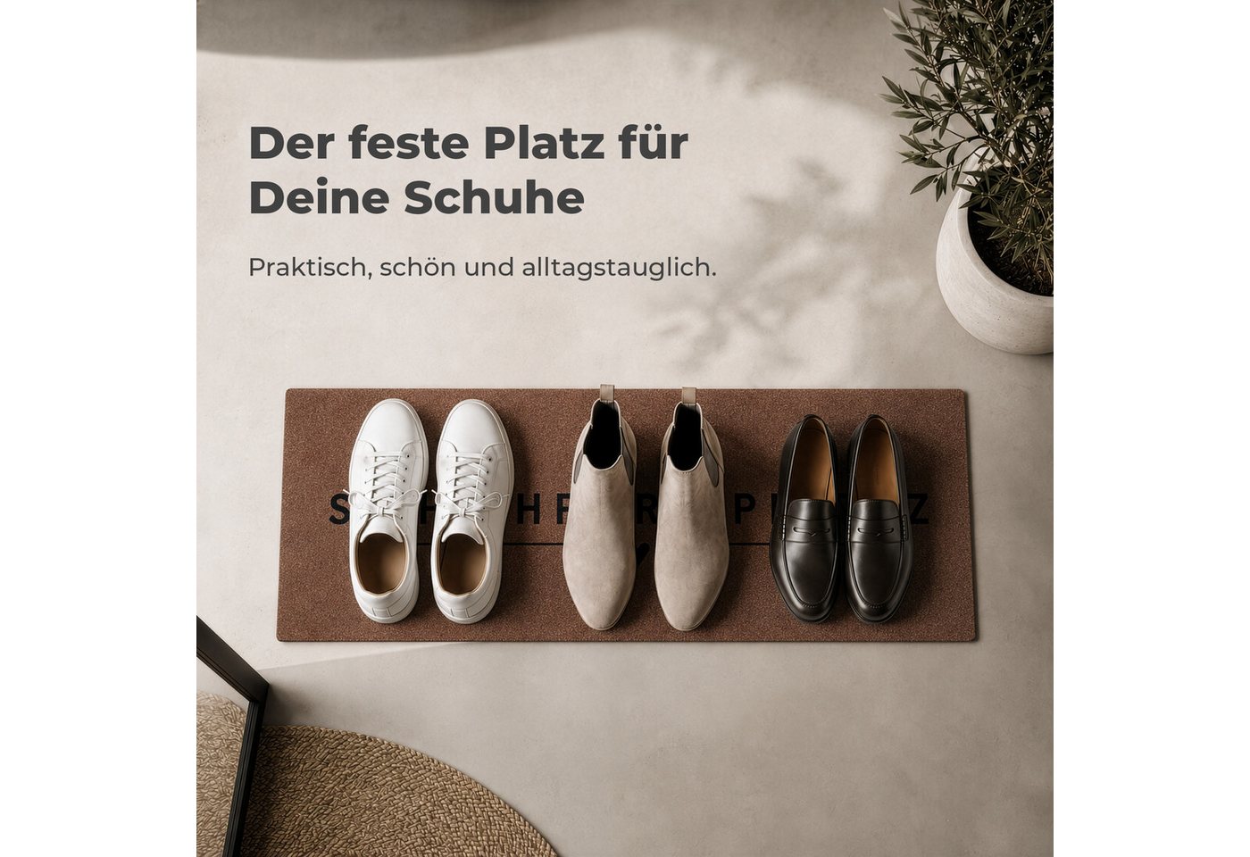Kubus Fußmatte Domo, Schuhmatte mit Schuhparkplatz, waschbar, TPE-Rücken, Waschbare Schuhmatte mit Schuhparkplatz für bis zu 4 Paar Bild 3