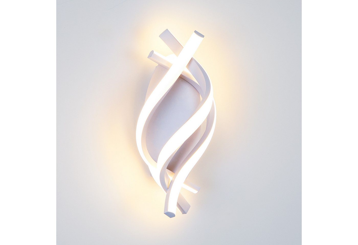 BlingBin LED Wandleuchte Wandlampe Innen 21W 3360LM für Schlafzimmer, Warmweiß, 3000K, LED fest integriert, Warmweiß, gebogene Design Wandlicht für Wohnzimmer Treppenhaus Flur Bild 2