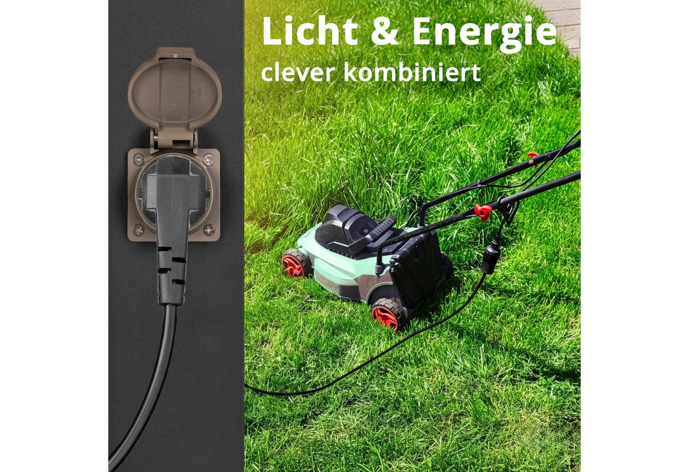 Grafner Außen-Stehlampe Wegleuchte Standleuchte 100cm 2 Steckdosen Bewegungsmelder anthrazit, ohne Leuchtmittel, Wegleuchte Bild 4