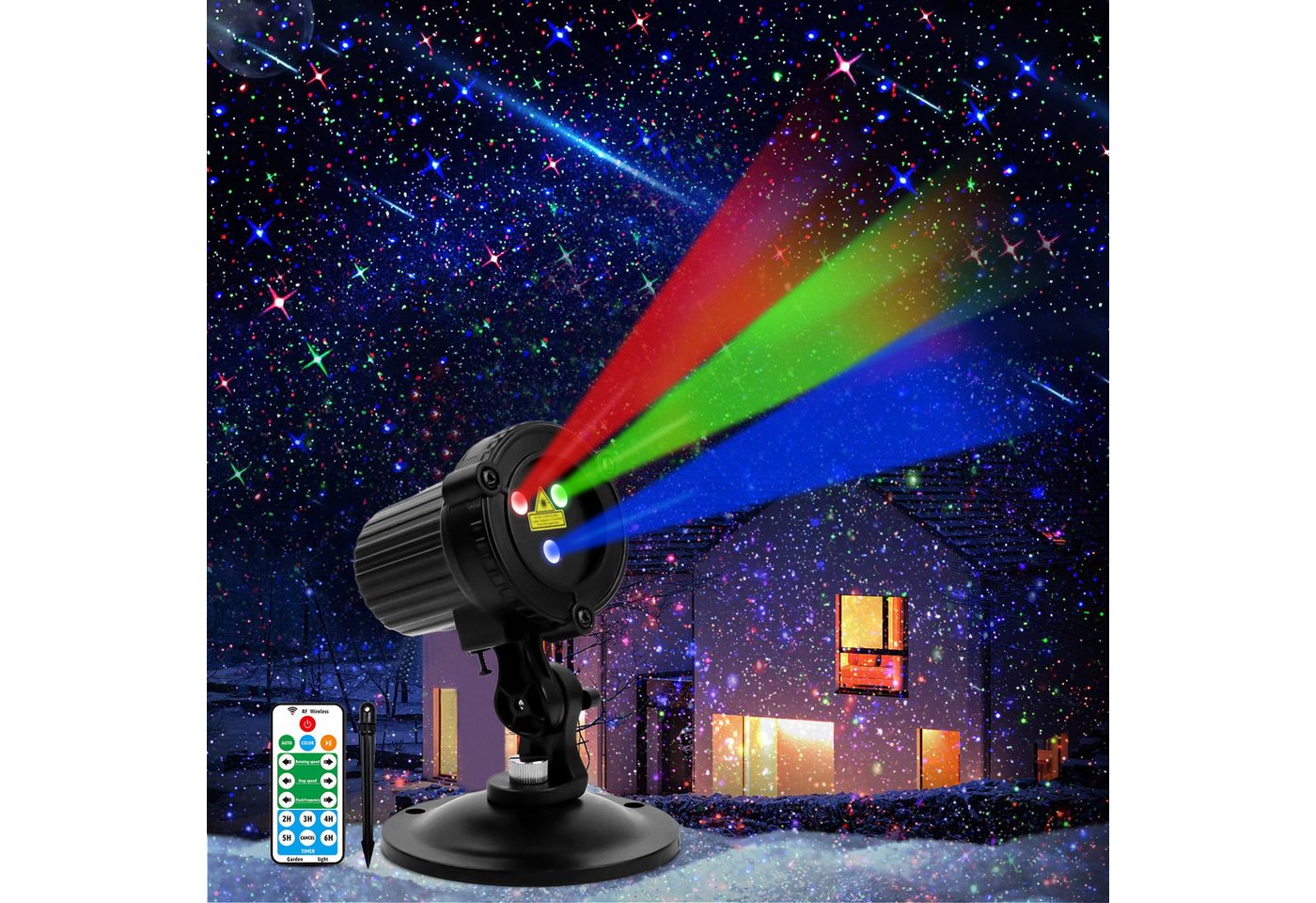 LMaxhome Projektionslampe LED Projektor Weihnachten Außen Landschaft Gartenstrahler Wasserdichte, RGB mit Fernbedienung und Timer Laser Partylicht Beleuchtung Dekolicht